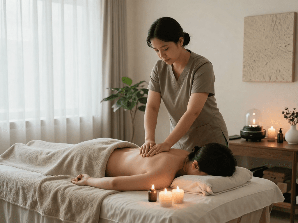 의정부출장안마 massage therapy in a tranquil spa with soothing ambiance and natural light