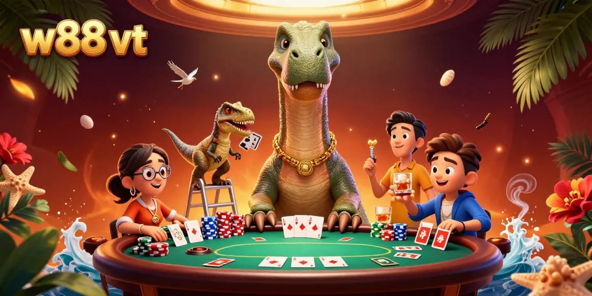 Chơi cá cược tại w88 vt với brontosaurus khổng lồ và raptor thông thái.