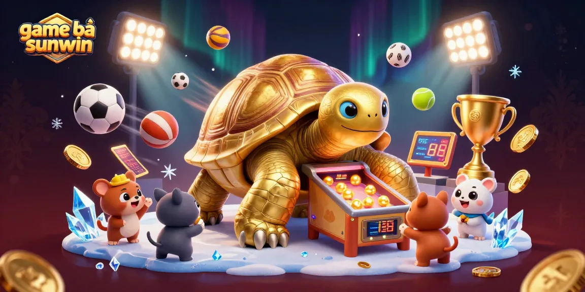 Play exciting game bài sunwin with dynamic colorful 3D elements and a giant tortoise pinball machine.
