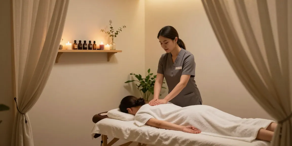 1인샵에서 편안한 마사지 중인 모습, 아늑한 휴식 공간과 자연광이 어우러진 분위기