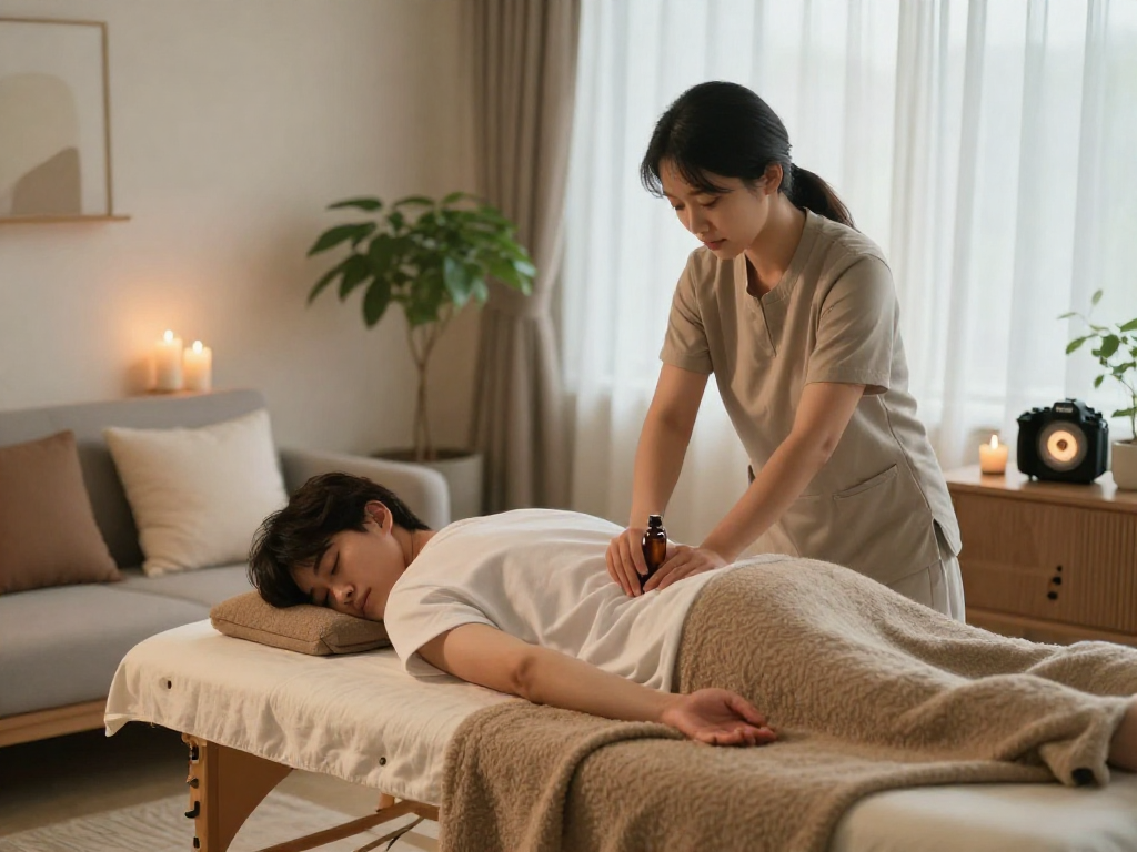 Experience a luxurious 강남출장마사지 treatment at home in a serene wellness retreat setting.