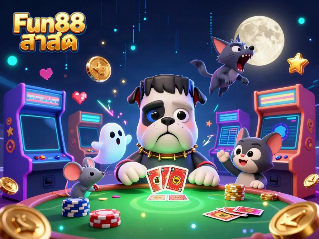 Engage in thrilling gaming sessions with Fun88 ล่าสุด in an exciting 3D casino scene.