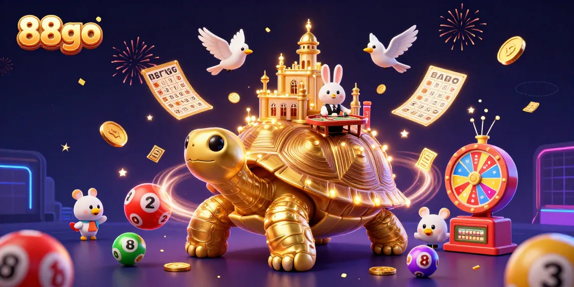 Experience the excitement of 88go with a golden tortoise casino scene filled with dynamic gaming elements.