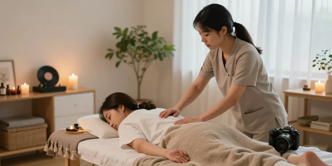 수원출장마사지에서 relaxing한 마사지 세션을 제공하는 모습과 아늑한 분위기.