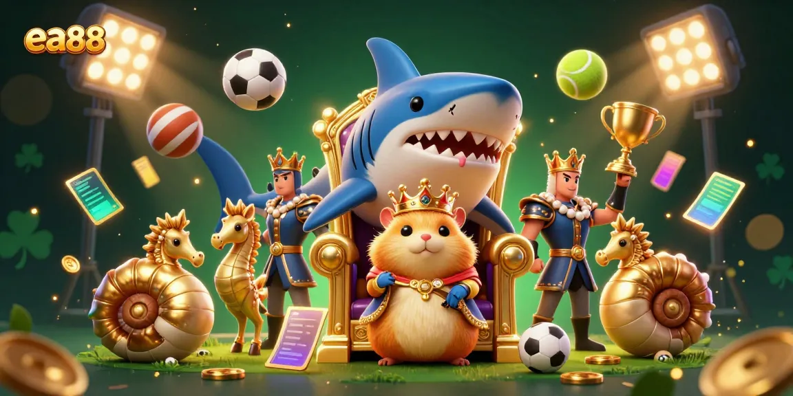 Experience thrilling gameplay with ea88, where a golden hamster king and his seahorse guards reign amid sports betting excitement.
