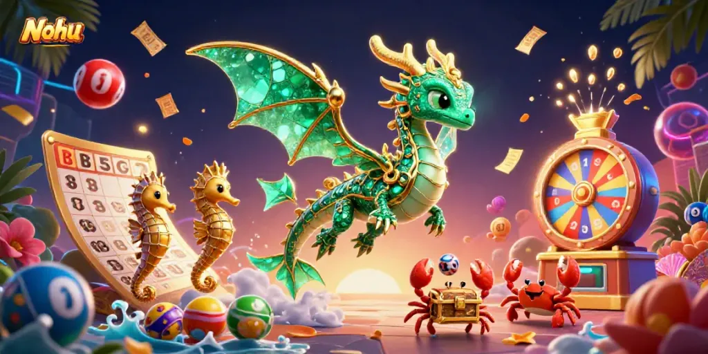 Nohu's vibrant sea dragon themed gambling scene filled with lottery elements