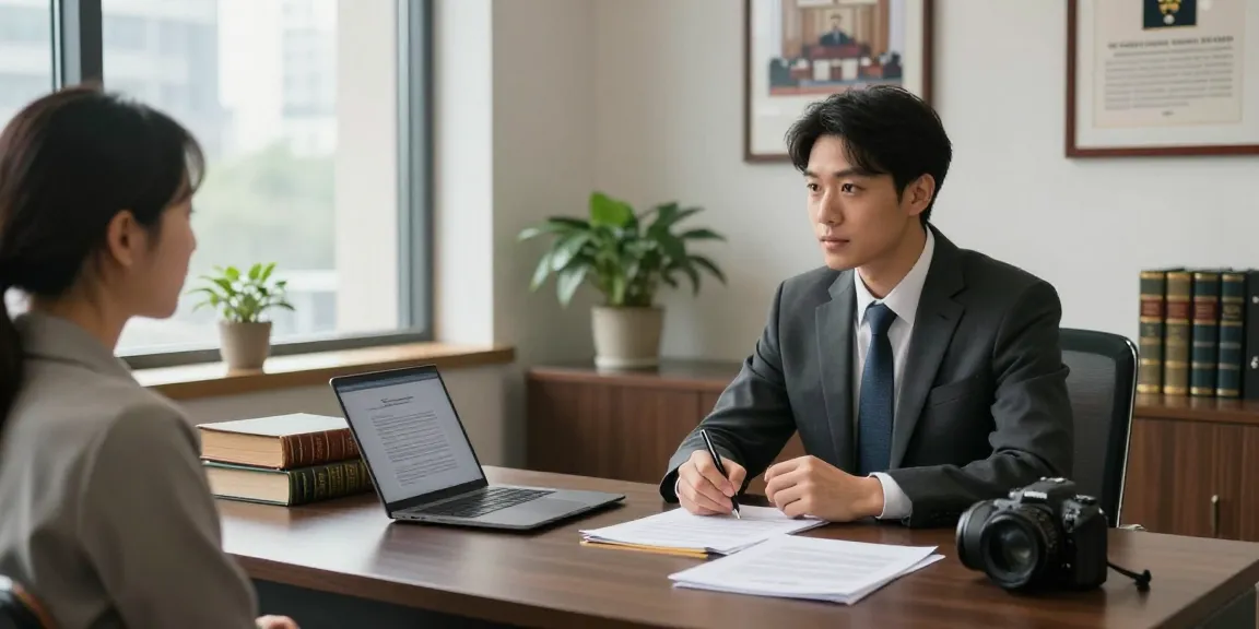 Lawyer and client discussing legal matters, highlighting his response in a professional environment.