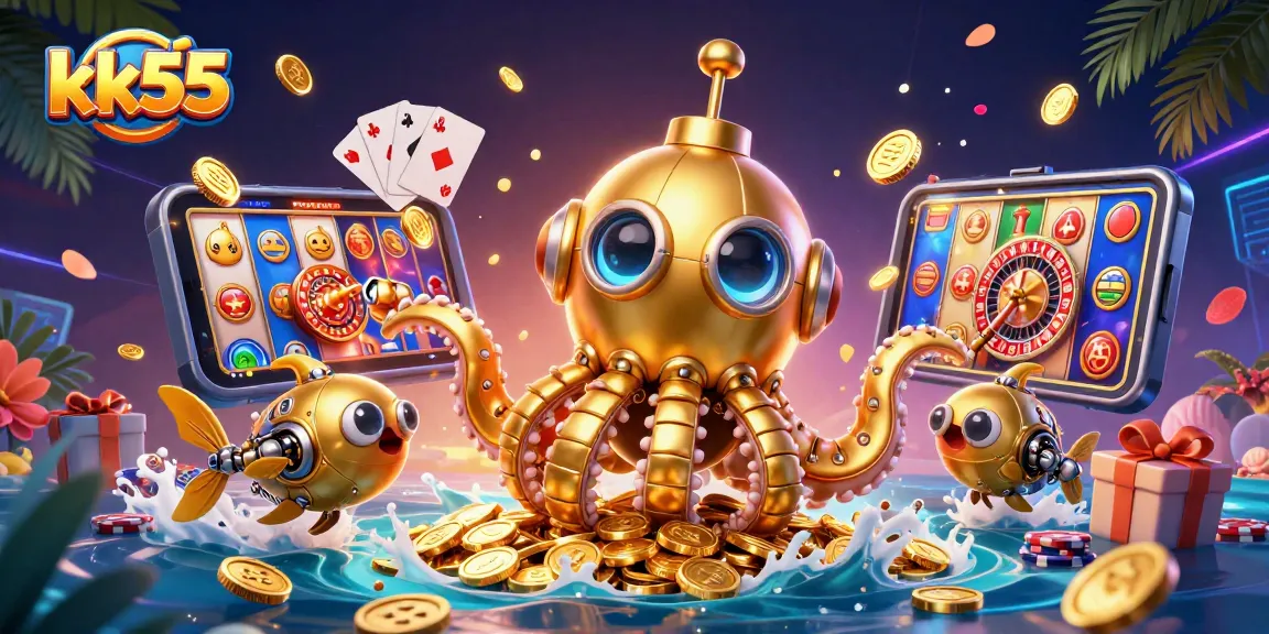 kk55 players enjoying a vibrant 3D underwater casino adventure with games and rewards