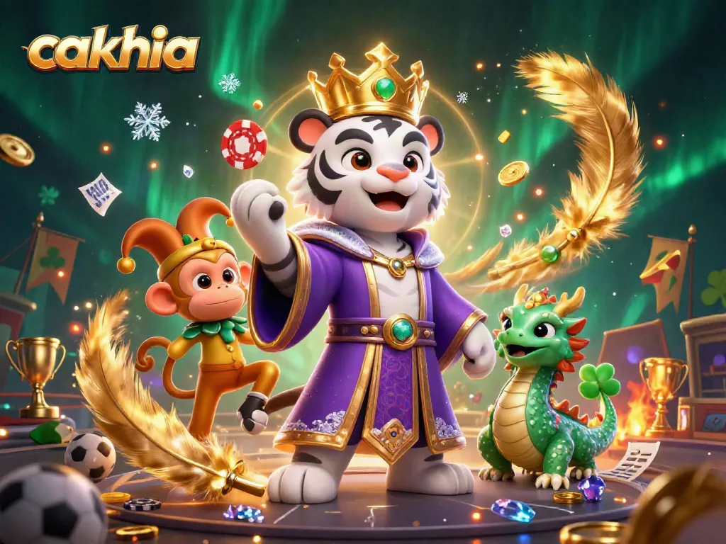 Watch Cakhia's vibrant tiger and monkey characters celebrate sports betting in a lively casino scene.
