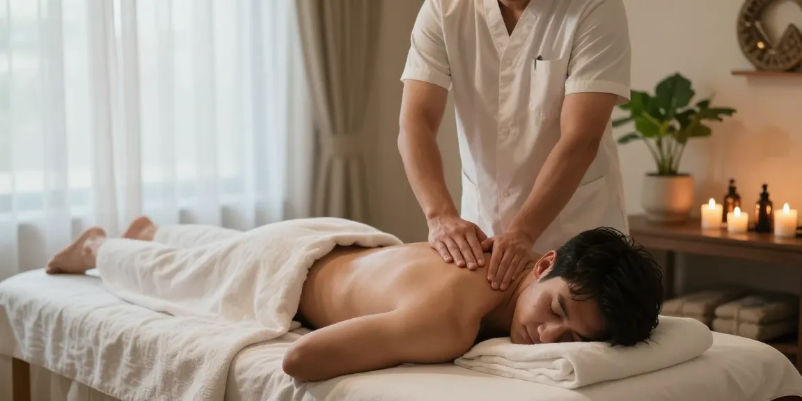 제주마사지에서 편안하게 받는 남성 마사지 therapy를 보여주는 이미지
