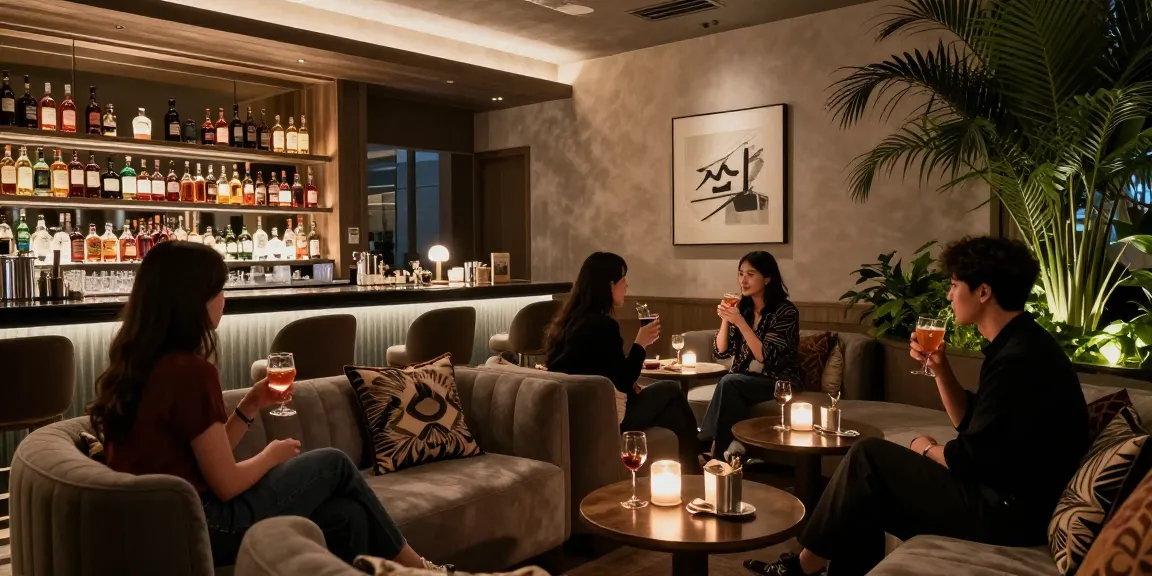 강남 쩜오의 고급스러운 룸에서 즐거운 대화를 나누는 손님들 모습