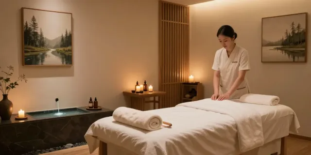 인천출장안마을 위한 편안한 마사지 방의 고요한 풍경.