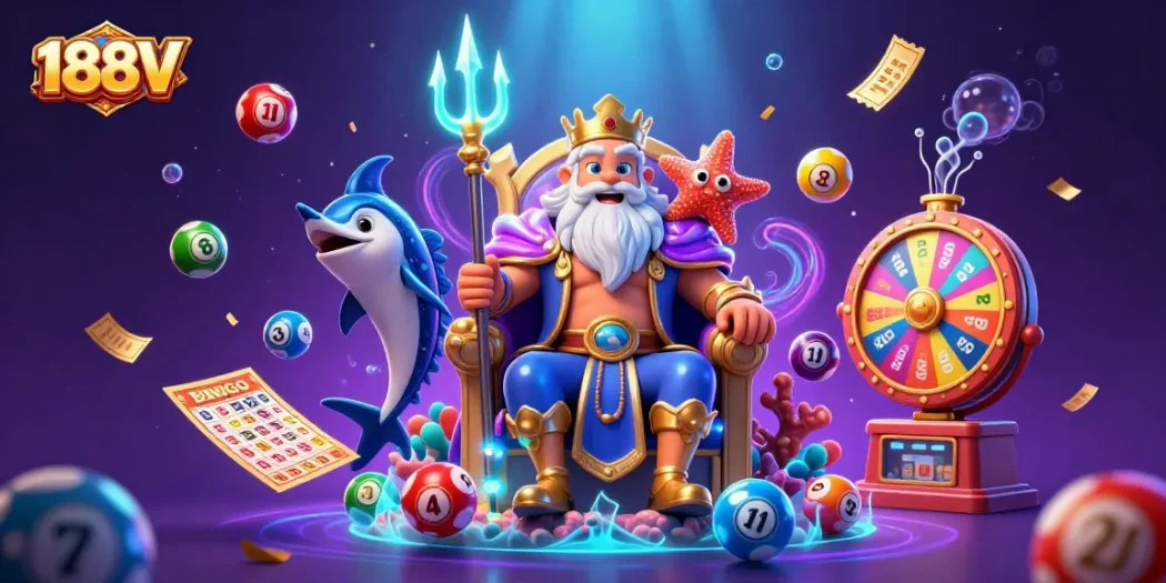 Experience thrilling games with 188V at this ultra-detailed 3D illustration featuring dynamic lottery scenes.