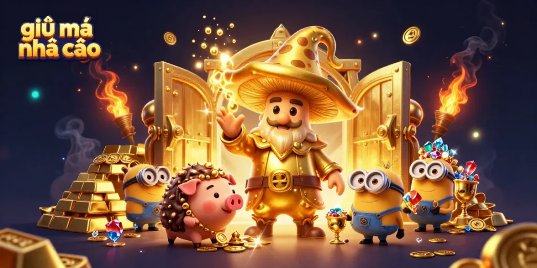 Experience the excitement of giải mã nhà cái as the magical wizard channels treasures in an enchanting casino scene.