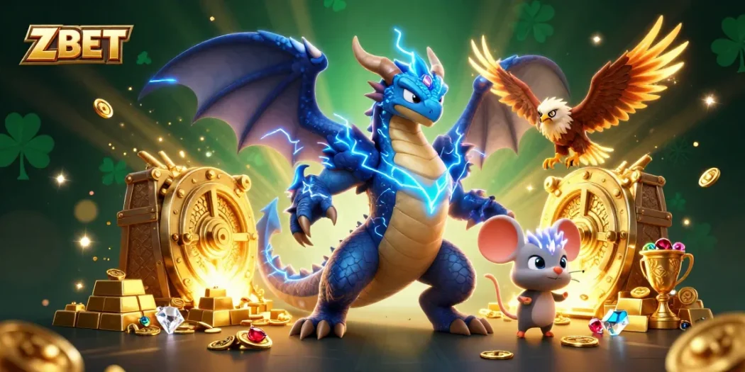 Engage with ZBET's immersive gaming experience featuring vibrant 3D casino characters.